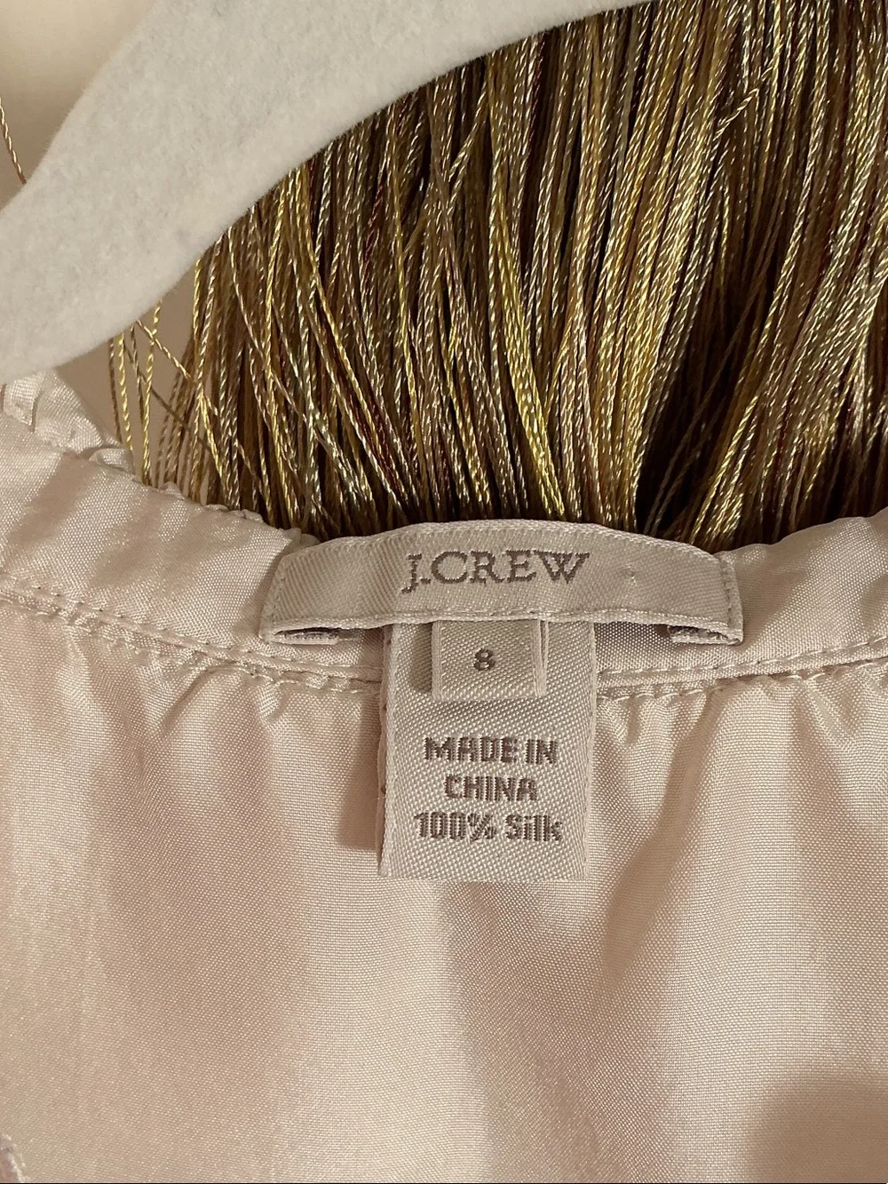 J. Crew 100% Silk Sleeveless Ruffled Collar Botton Front Blouse Sz 8 Ivory